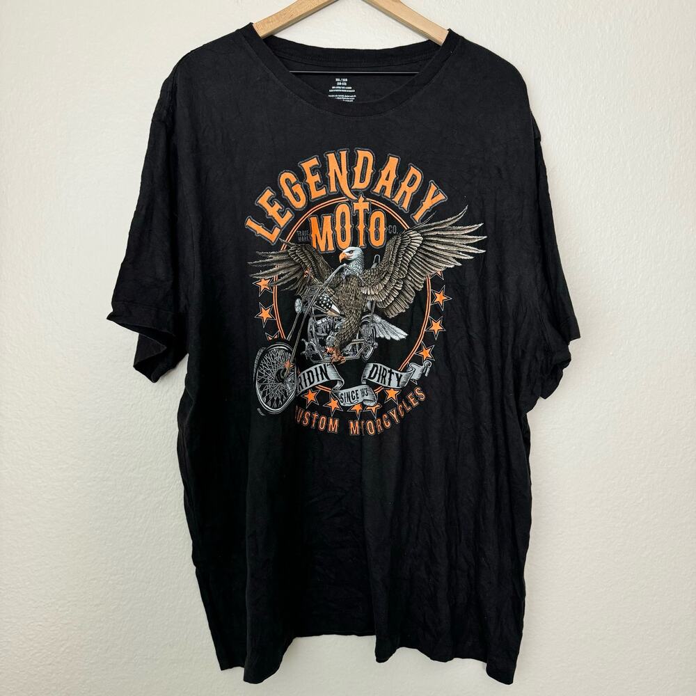 Legendary Motorcycle Mens Black Eagle Biker T-Shirt Short Sleeve Cotton Size 2XL